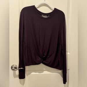 Athleta Twist Front Cross Top Sweatshirt Size XL deep plum color Comfy Yoga